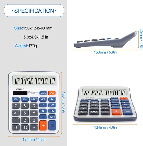Vista 7 de Calculadora de escritorio y bolsa de malla impermeable con cremallera, tamaño A4, grande, doble bolsillo, impermeable, plegable, con asa, batería