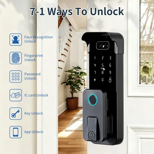 Vista 7 de Cerradura inteligente, compatible con la materia, funciona con Apple Home, Alexa, Google, cerraduras electrónicas para valla al aire libre