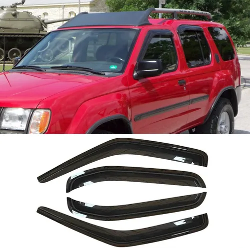 Vista 10 de Sun Rain Guards - Deflector de viento para ventana, 4 piezas de cinta en canal en color humo oscuro para Nissan Titan Crew Cab 2004-2015 194858