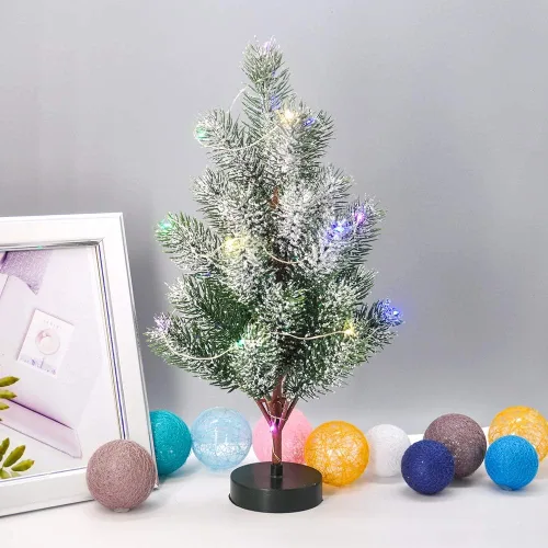 Vista 3 de Árbol artificial brillante de 13.8 in, árbol de Navidad luminoso, decoración inmortal para el hogar, adornos de Navidad