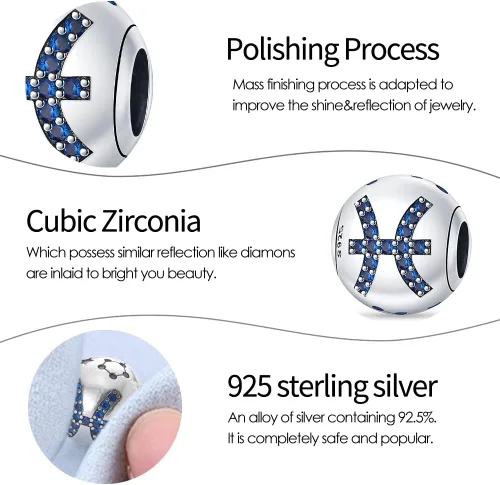 Vista 26 de Pandach 12 dijes de cumpleaños con signo del zodiaco de plata de ley 925 con piedra natal para mujer, pulsera, collar, pulsera, regalo para mujeres