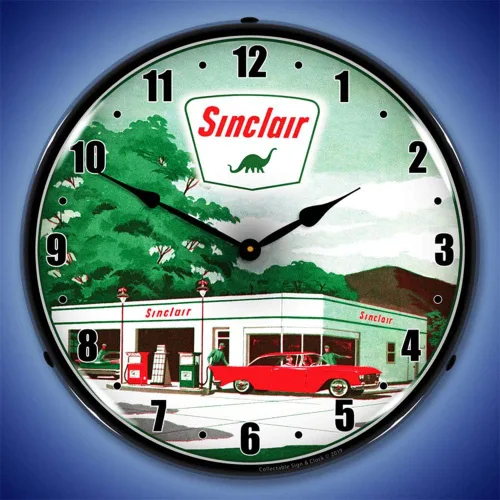 Vista 2 de Sinclair - Reloj de pared con 2 luces LED, estilo retro, vintage, iluminado, 14 pulgadas