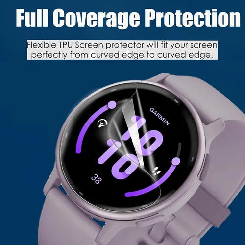 Vista 4 de Lamshaw Protector de pantalla compatible con Garmin vivoactive 5, [6 unidades] Película transparente de TPU de cobertura completa compatible
