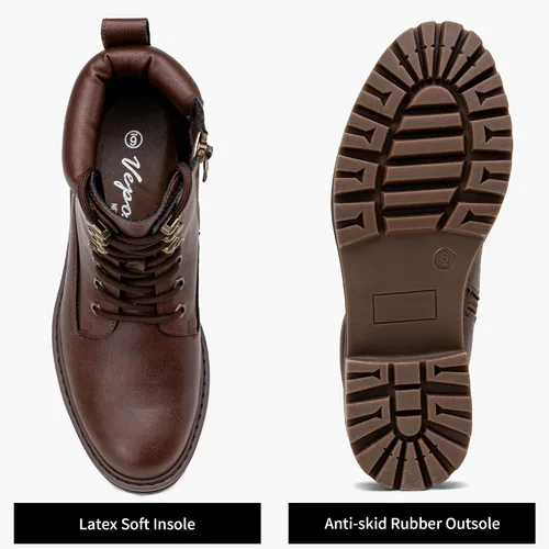 Vista 4 de Vepose Botines de mujer 9609 para mujer, botines de combate con cordones para mujer 2.0