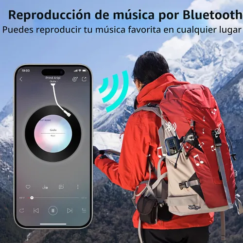 Vista 5 de Radio de emergencia portátil con AM FM NOAA, altavoz Bluetooth, batería recargable de 2000 mAh, carga solar de manivela USB-C, calidad de sonido