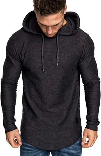 Vista 3 de Lexiart Sudadera deportiva con capucha para hombre, color liso, forro polar