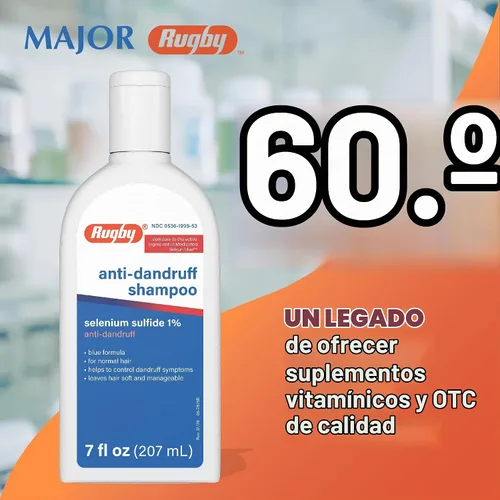 Vista 2 de Rugby - Champú anticaspa de sulfuro de selenio, fórmula azul para cabello