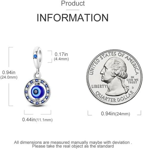 Vista 4 de CYCUFF Abalorios de plata de ley 925 adecuados para collares de dijes, pulseras, abalorios, joyería de regalo para mujer