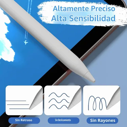 Vista 5 de Lápices stylus para pantallas táctiles, lápiz universal de punta fina para iPad con adsorción magnética, compatible con Blanco