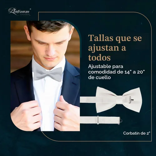 Vista 4 de Pajarita de esmoquin formal de satén preatada clásica para hombre, longitud ajustable, gran variedad de colores disponibles Negro