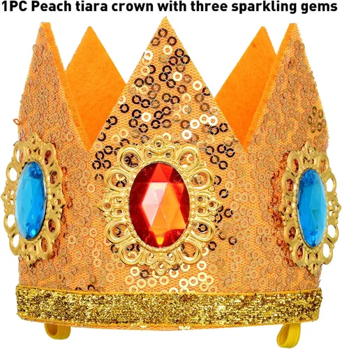 Vista 4 de VRETEKI Kit de accesorios de corona de durazno de princesa, broche de corona de durazno de princesa, accesorios para niñas y mujeres, accesorios
