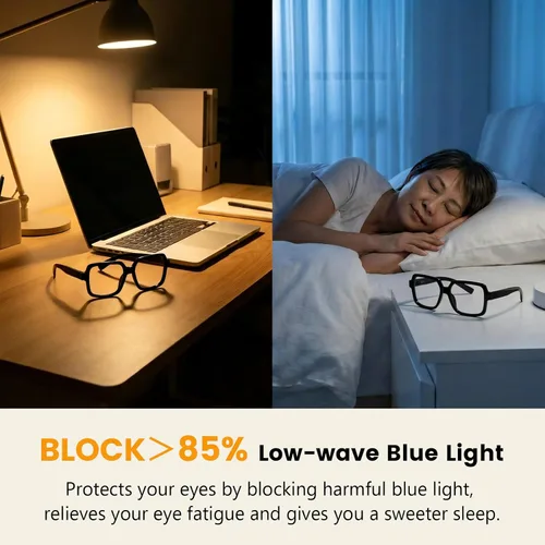 Vista 7 de Eyekepper Blue Light Glasses Men Women, Square Eyeglasses