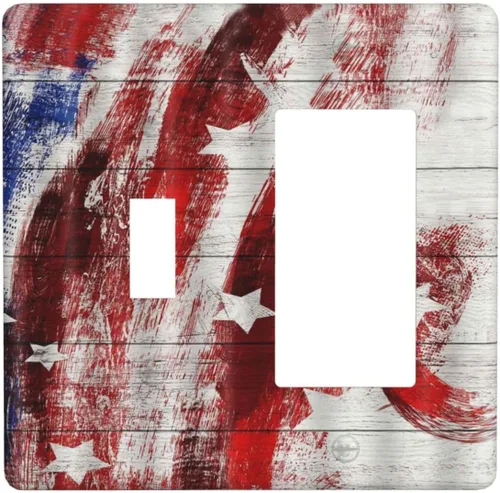 Vista 135 de Cubiertas decorativas para placa de interruptor, bandera estadounidense, receptáculo de 1 banda, placa de pared dúplex, cubierta de interruptor