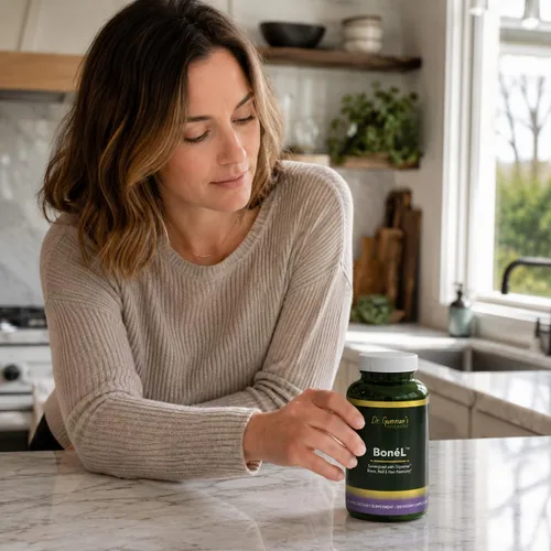 Vista 10 de Harmony Nutraceuticals Bone'L - Armonía de huesos, uñas y cabello, máxima potencia, máxima bioactividad, cápsulas veganas, fabricadas en Estados