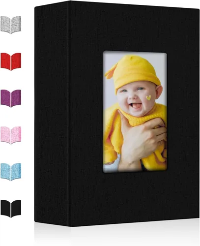 Vista 18 de Álbum de fotos pequeño 4x6, álbum de fotos con cubierta de lino deslizable, minilibro de fotos con capacidad para 100 fotos de 4x6 con 50 hojas