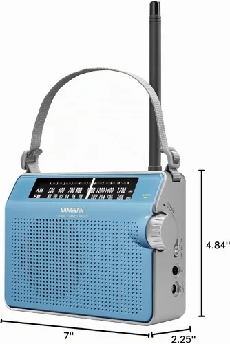 Vista 3 de Sangean PR-D6BU AM/FM Compact Analógica Portátil Radio, Azul