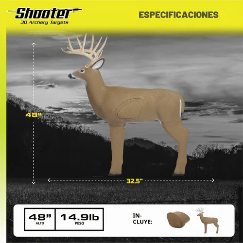 Vista 6 de SHOOTER Buck 3D Archery Target, Replaceable Insert for Long Life, Weather-Resistant Construction, High-Density Impact-Response Foam Withstands Field