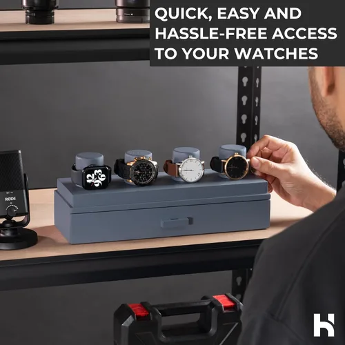 Vista 4 de Holme & Hadfield Eleva tu colección de relojes con la cubierta de reloj Estuche premium para 4 relojes Regalo elegante para hombres Caja de reloj
