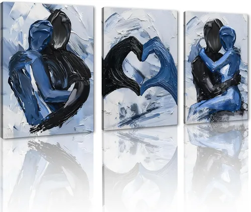 Vista 94 de Novatique 3 piezas de arte de pared sexy en blanco y negro para parejas desnudas, decoración de pared abstracta de amor para mujeres y hombres, arte