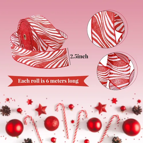 Vista 3 de Zomiboo Juego de decoración para árbol de Navidad incluye lazo de Navidad con bastón de caramelo, arco decorativo de 31.5 pulgadas, rojo y blanco