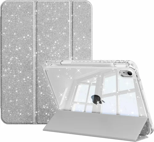 Vista 9 de Funda compatible con iPad de 11ª y 10ª generación de 11 pulgadas 2025/10.9 pulgadas 2022, parte trasera transparente brillante con soporte
