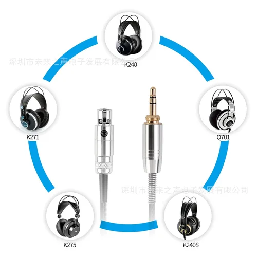Vista 2 de Cable de audio de repuesto para auriculares compatible con K240, K240S, K240MK II Q701 K702 K141 K171 K181 K271s K271 MKII M220 Pioneer HDJ-2000