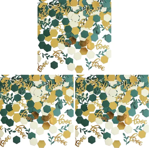 Vista 6 de Greenery - Confeti de mesa de boda, confeti bohemio para fiesta temática de amor, hojas de salvia, mesa de compromiso, suministros de decoración