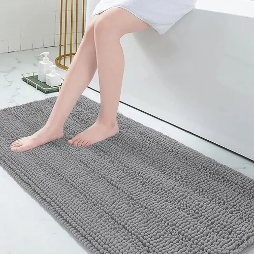 Vista 153 de Grandaily Alfombras de baño de felpilla a rayas de 24 x 16 pulgadas, extra gruesas y suaves, absorbentes, parte trasera de goma, alfombra de ducha