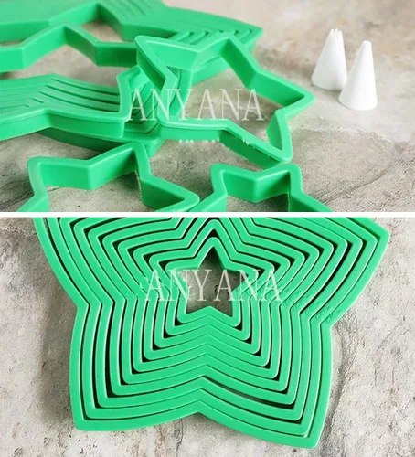 Vista 6 de Juego de 10 cortadores de galletas de plástico para decoración de estrellas de jengibre 3D Kit de cortadores de galletas de fondant Molde