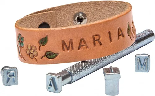 Vista 5 de Realeather T8137 Juego de herramientas de sellos de cuero para artesanía de cuero, alfabeto y número, 1/4 ", cromo, 36 cabezas de sello