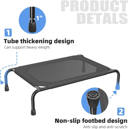 Vista 6 de Simple Trending Cama elevada para perros pequeños, cuna elevada impermeable para perros, cama refrescante para mascotas al aire libre, 36.5" x Negro