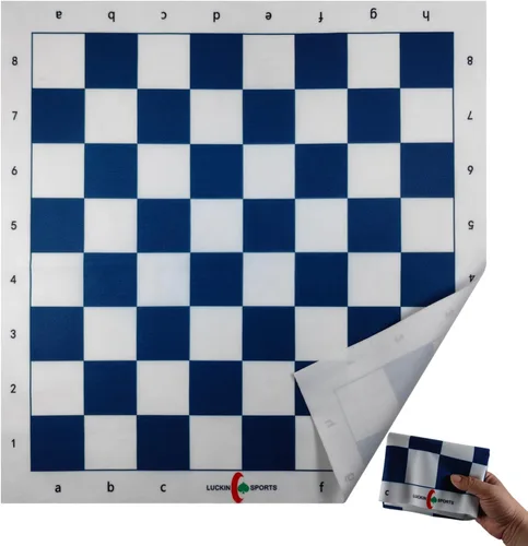 Vista 6 de Tablero de ajedrez profesional estándar, 20 x 20 pulgadas de tamaño con cuadrados de 2.25 pulgadas. Tela de fieltro 100% duradera. Impermeable y Azul