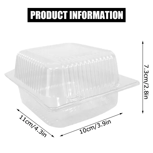 Vista 2 de WAQIAGO 150 bandejas de plástico desechables resistentes con bisagras de 5 x 5 pulgadas, recipientes desechables para llevar para ensaladas, frutas