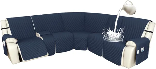 Vista 30 de Arfntevss Fundas de sofá modular reclinable, 100% impermeable, en forma de L, para sillón reclinable en forma de L, funda seccional lavable