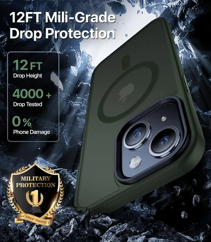 Vista 4 de CAHEJILU Funda magnética para iPhone 13 y iPhone 14 [compatible con MagSafe], [probada en caídas de grado militar de 10 pies], funda protectora a