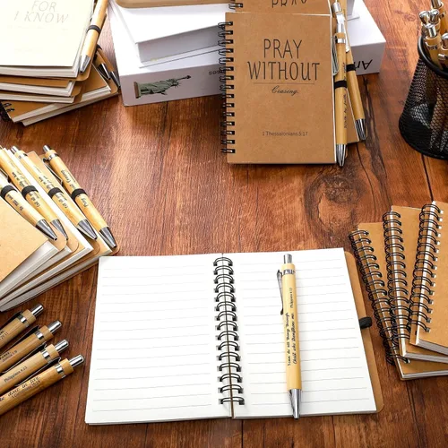 Vista 7 de 40 piezas/20 juegos de regalos cristianos, a granel, versículo de la Biblia, cuaderno en espiral y bolígrafo de oración, diario de oración
