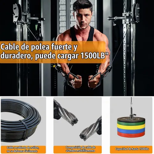 Vista 5 de Cable de polea para gimnasio en casa, cable de repuesto para máquina de cable de polea, longitud de la cuerda de alambre de 65.6/98.4 pies