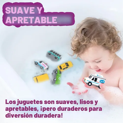 Vista 5 de Tub Works® Vehicles™ Coches de Baño Libres de Moho, Paquete de 6 Sellados, Diseño de Juguetes de Baño Sin Agujeros que Mantiene la Humedad Afuera