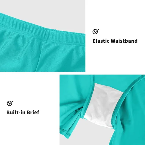Vista 3 de ALove Pantalones cortos de natación para mujer, talla grande, pantalones cortos de cintura alta, pantalones cortos elásticos para traje de baño