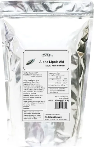 Vista 2 de Polvo de ácido alfa lipoico puro ALA RS- (250 gramos (8.8 oz))