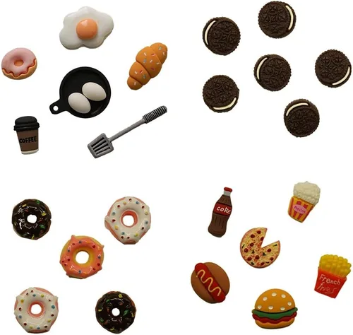 Vista 2 de Botones Galore - Juego de adornos con parte trasera plana, 25 resinas para alimentos y 75 accesorios, 100 piezas