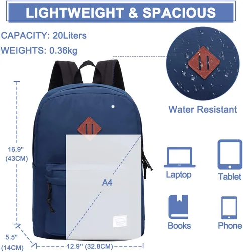Vista 2 de Mochila ligera Vaschy, de 5.28 galones, impermeable, plegable para deportes como senderismo, Azul, M