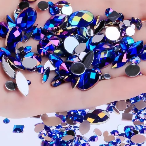 Vista 12 de 1000 gemas de cristal AB de diamantes de imitación coloridos, joyas de piedras preciosas acrílicas con parte trasera plana, manualidades