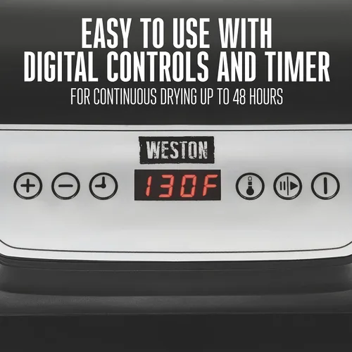 Vista 4 de Weston - Máquina deshidratadora de alimentos para cecina, frutas, carne, hierbas y verduras Precision Digital Temperature Control (90°-160°F) 10