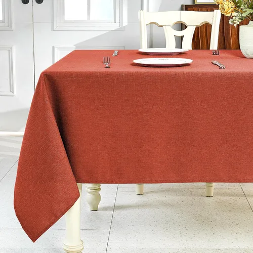 Vista 20 de IVAPUPU Mantel de Lino Texturizado para Mesa Rectangular - Mantel de Tela Impermeable Rectangular Sin Arrugas Limpiable Cubierta de Comedor