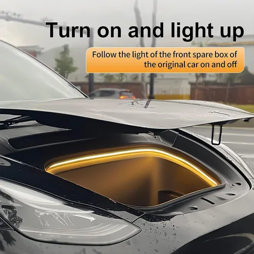 Vista 6 de Tira de luz LED Frunk modelo 3 2017 2018 2019 2020 Frunk LED luz delantera tronco luz decoración accesorios impermeable DC 15V luz cálida