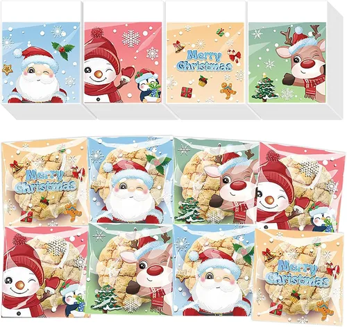 Vista 7 de Bnsikun 200 bolsas autoadhesivas para dulces de galletas, boca grande, bolsa de regalo de chocolate para decoración de panadería, bolsas de regalo