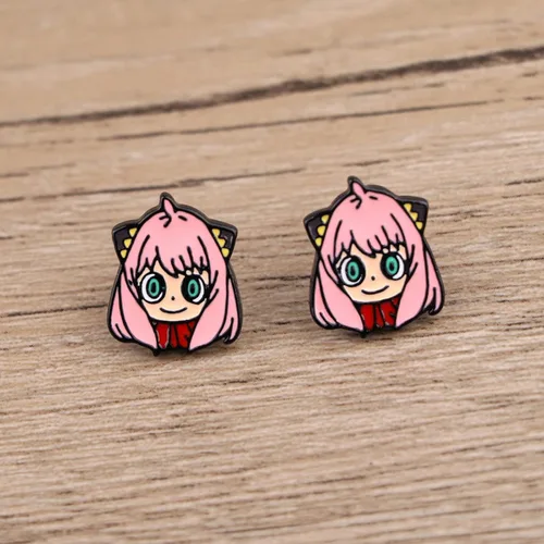 Vista 2 de Anime SP FAMILY - Aretes de metal con diseño de dibujos animados para niñas, mujeres y hombres, Zinc, No es una piedra preciosa