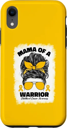 Vista 25 de Mama of A Warrior Messy Bun Mom Childhood Cancer Awareness Case for iPhone 17