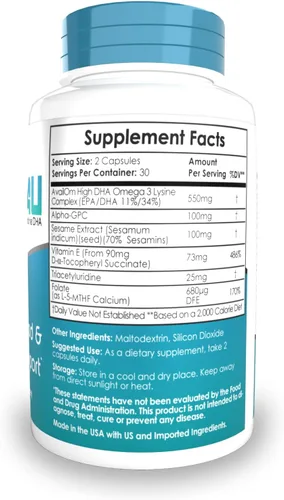 Vista 2 de Nootropics Depot Cápsulas OmegaTAU Uridina mejorada + DHA
